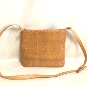 Fossil Tan Leather Woven Crossbody Bag ZB8514